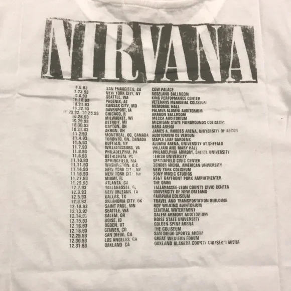 SOLD OUT White Nirvana Vintage Concert Band T-Shirt - Picture 7 of 7